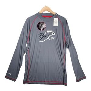 Bone on Supply Co long sleeve tech fishing outdoor shirt in grey size XXL new!